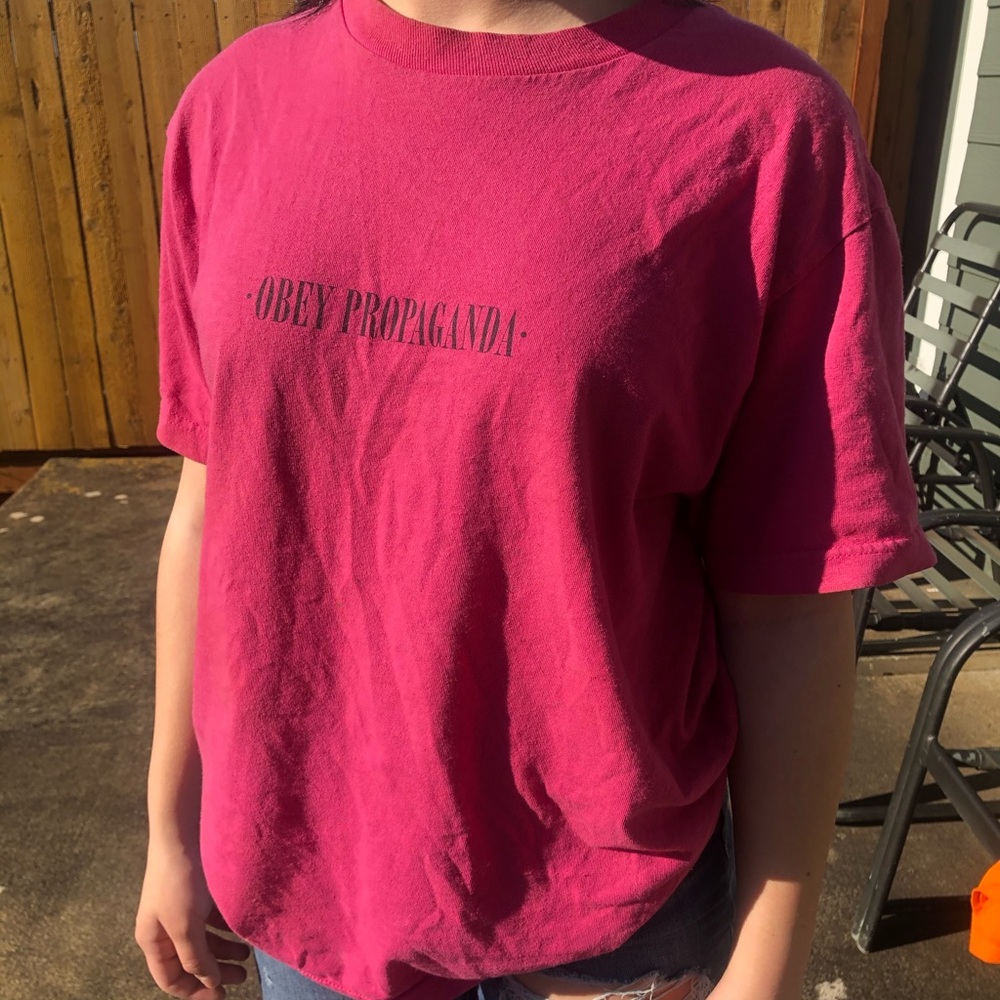 Obey pink T shirt